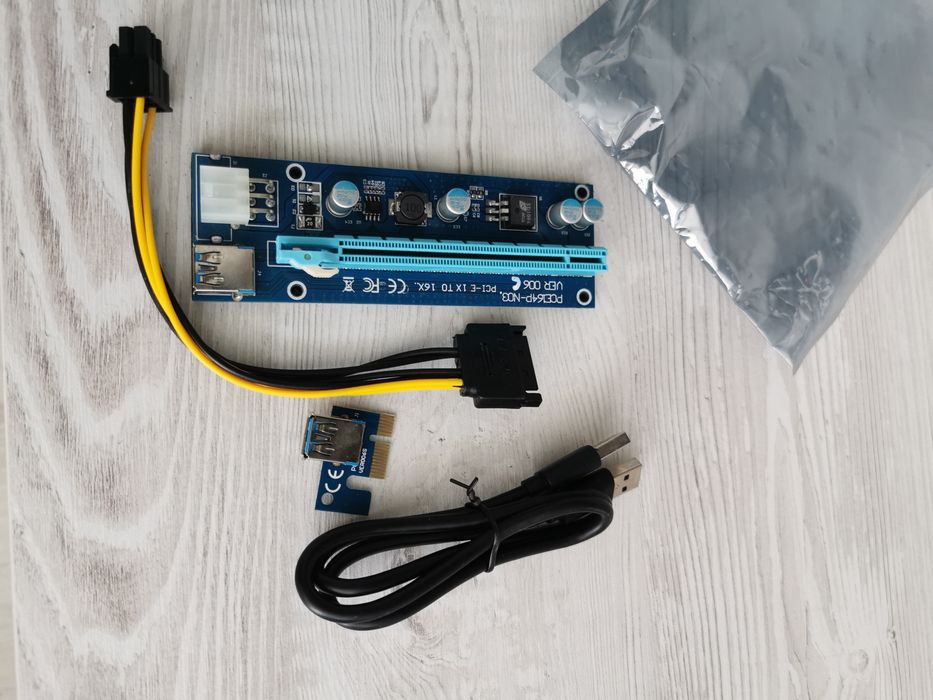 5 шт - Райзер PCI-E x1 to 16x 60см v.006C Dynamode Blue (RX-riser-006c