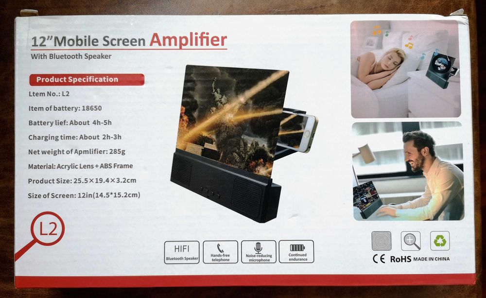 Amplicador de ecrã de telemóvel com colunas de som