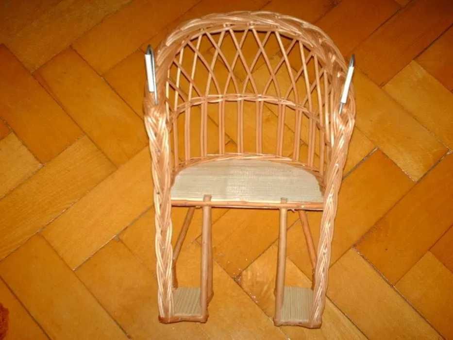 Fotelik na rower dla lalek zabawka dla dzieci wiklina