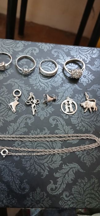 Серебрянные подвески,кольца