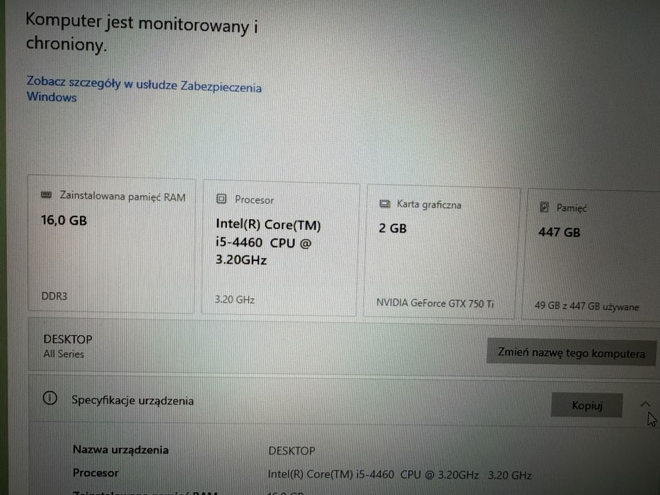 Komputer i5, 16 ram, GTX750Ti