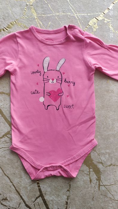 Body różowe króliczek długi rękaw r. 74, Cool Club