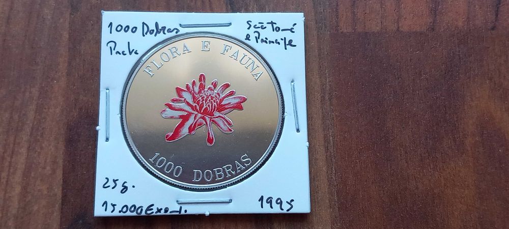 Moeda 1000 Dobras 1995 São Tomé- Prata Proof