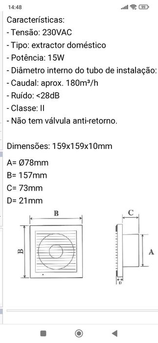 Extrator WC 80mm 28db Montagem
