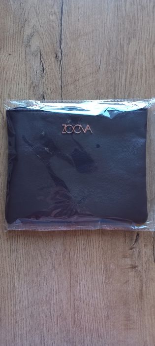 ZOEVA Nowa kosmetyczka etui kosmetyki brązowa skóra ekologiczna 17x21 cm