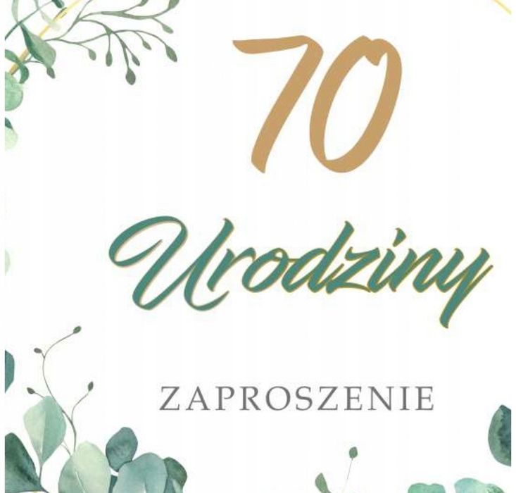 4 zaproszenia z kopertami na 70 - te urodziny
