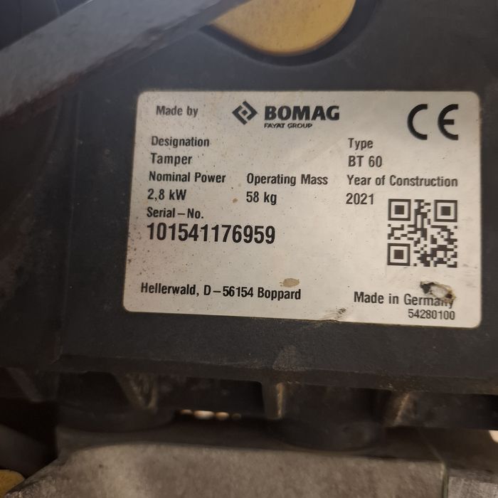 Stopa wibracyjna BOMAG BT 60 (Amman,Wacker,Weber,Honda) 2021r. 125 mtg