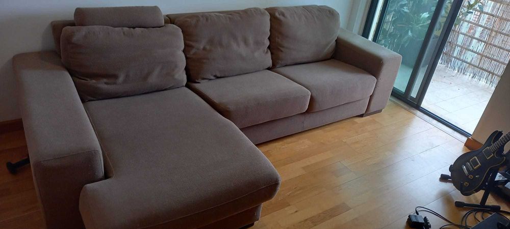 Sofá GRANDFORT de 3 lugares com chaise longue, tecido lavável, suuuper-confortável!