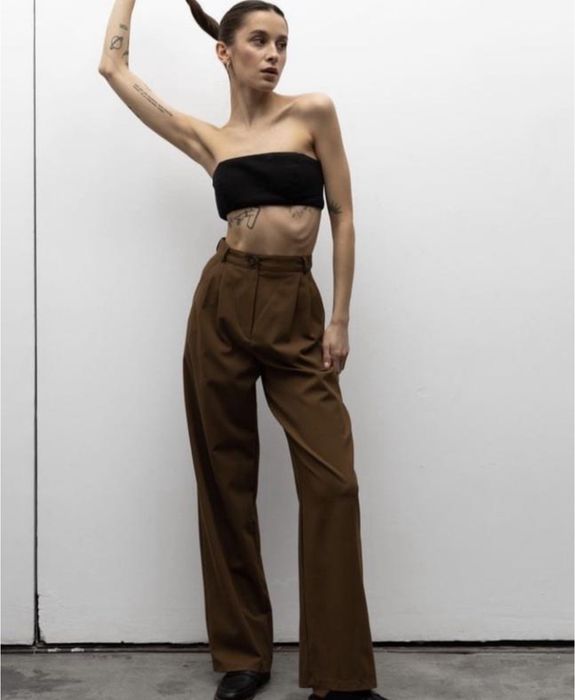 Брюки палаццо бавовняні коричневі DiaDia