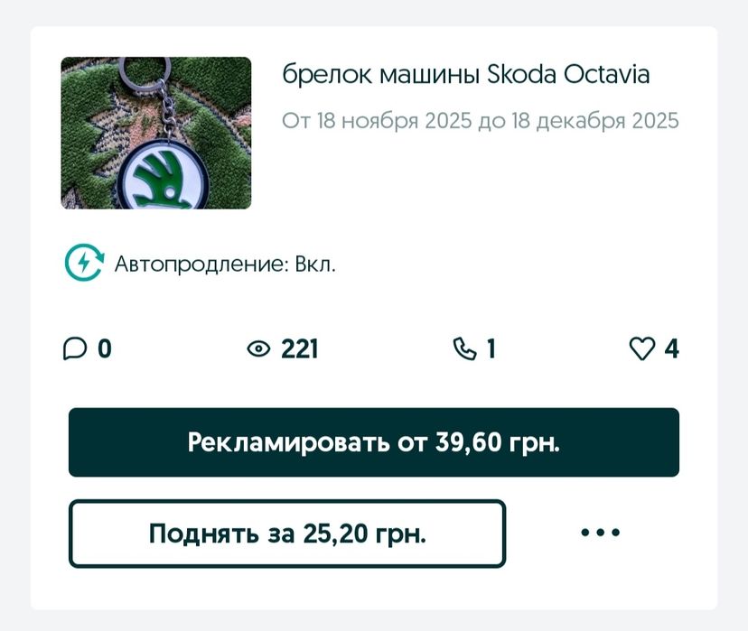 брелок машины Skoda Octavia