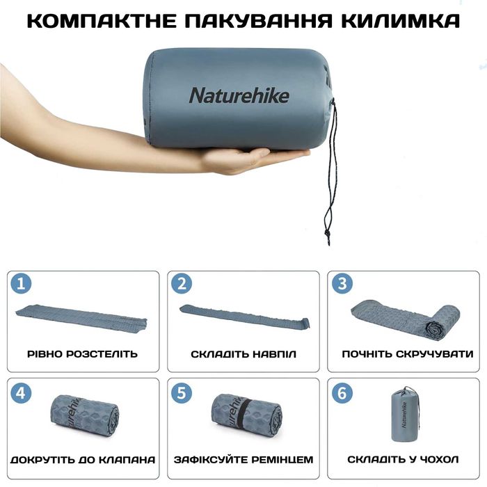 Самонадувний коврик Naturehike CNK2300DZ013/ каремат матрас для походів/ надувний килимок