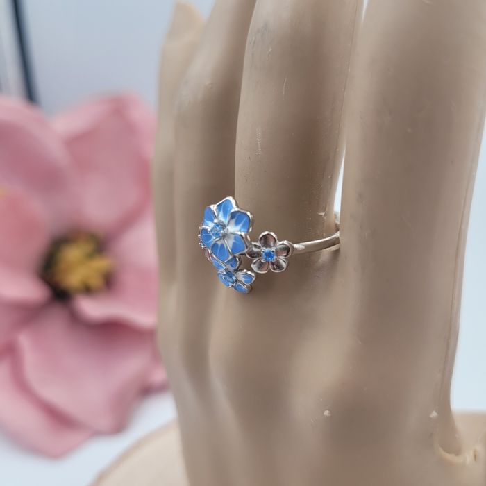 Srebrny pierścionek pr 925 niezapominajka