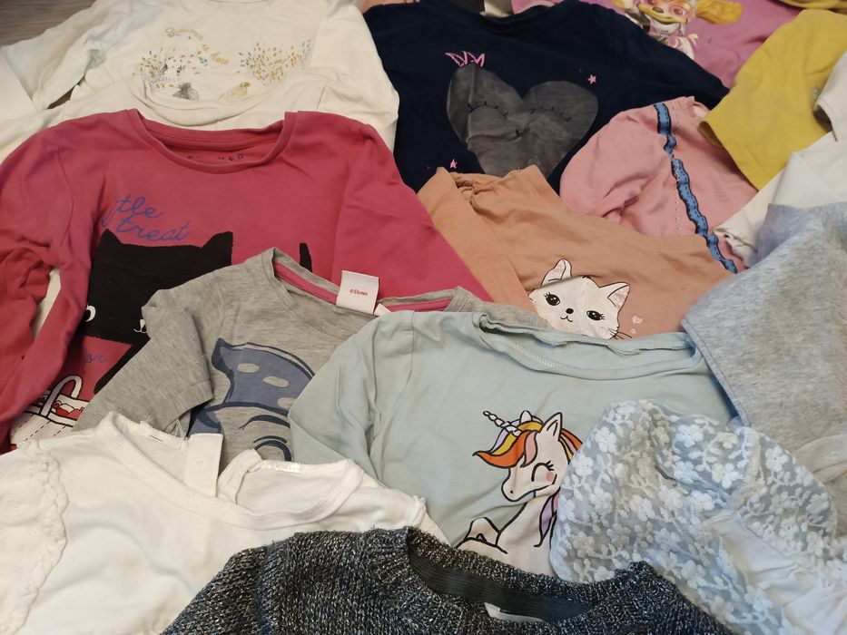 16 bluzeczek długi rękaw plus sweterek srebrny gratis r 98/104