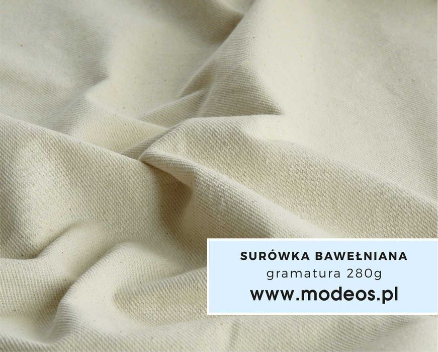 Tkanina surowa 240g gruba Surówka bawełniana na metry 100% bawełna