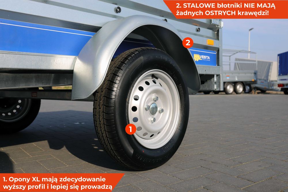 Przyczepka samochodowa 202x131x37 VESTA Light 20 SPAWANA kiprem mocna