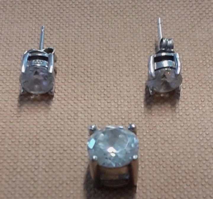 Srebrne kolczyki i zawieszka z cyrkoniami