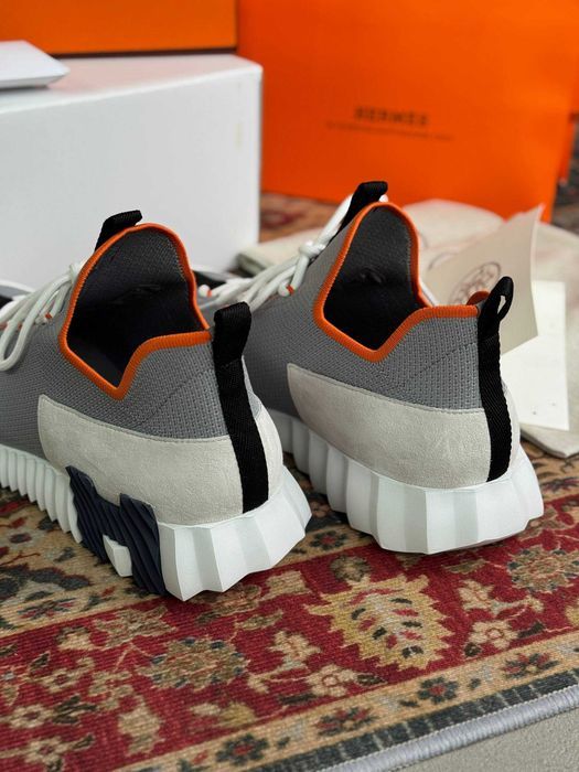 Мужские синие кроссовки Hermes текстильные кеды Эрмес летние кроссовки Ермес ob454