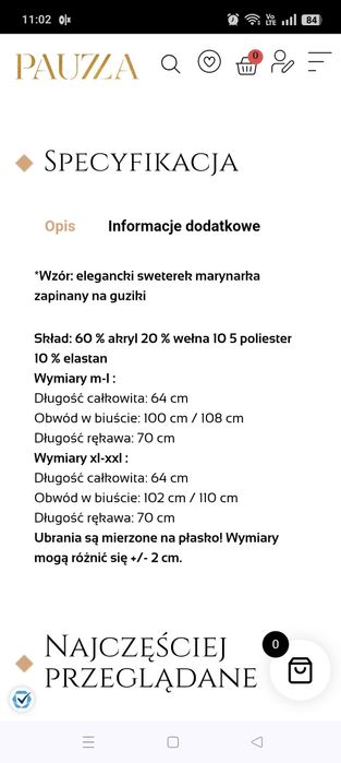 Sweterek PAUZZA wizytowy elegancki  sweter PREMIUM xl xxl