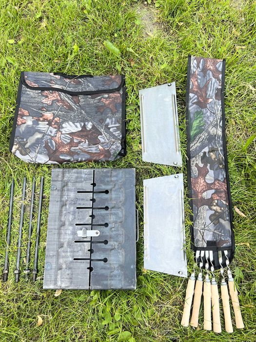 Przenośny mangal składany grill walizka 6 szaszłyków na BBQ prezent