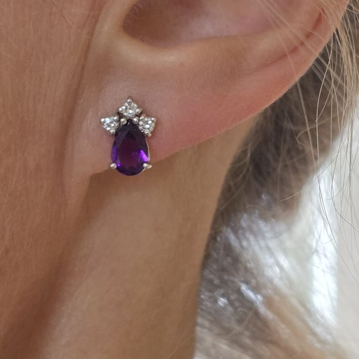 Kolczyki Ametyst Diamenty 0.2ct Złoto 585 WYCENA 3700
