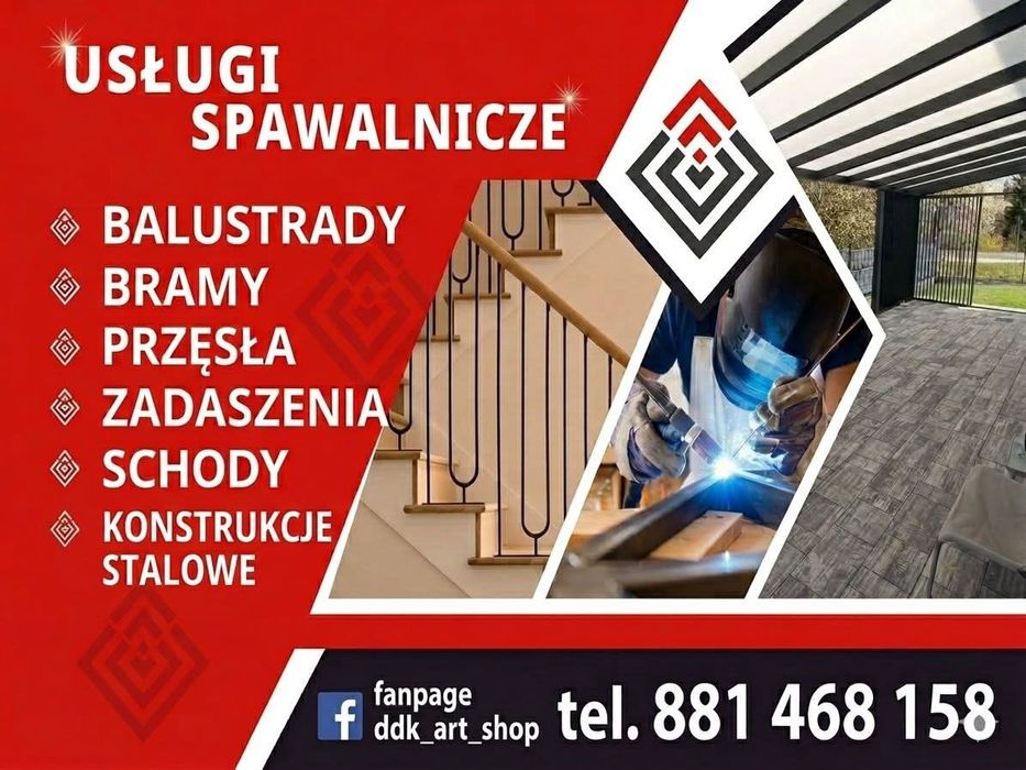 Usługi spawalnicze Balustrady Zadaszenie Altany Bramy