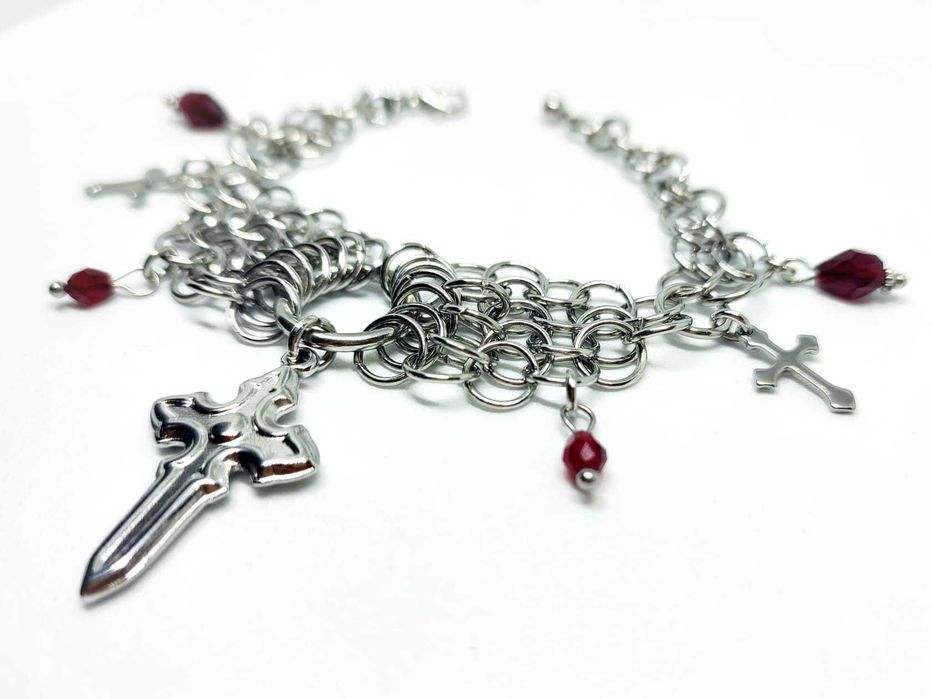 Bransoletka STAL CHIRURGICZNA SZKŁO kolczuga chainmaille