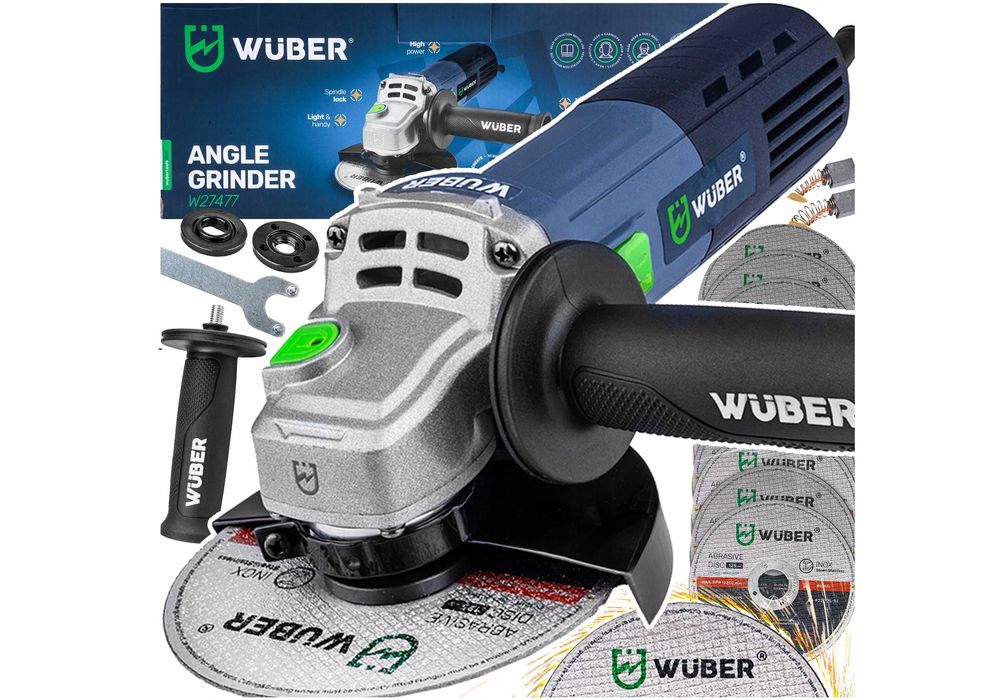 SZLIFIERKA kątowa 125mm sieciowe kątówka 1600 W 230V 10 TARCZ 2167