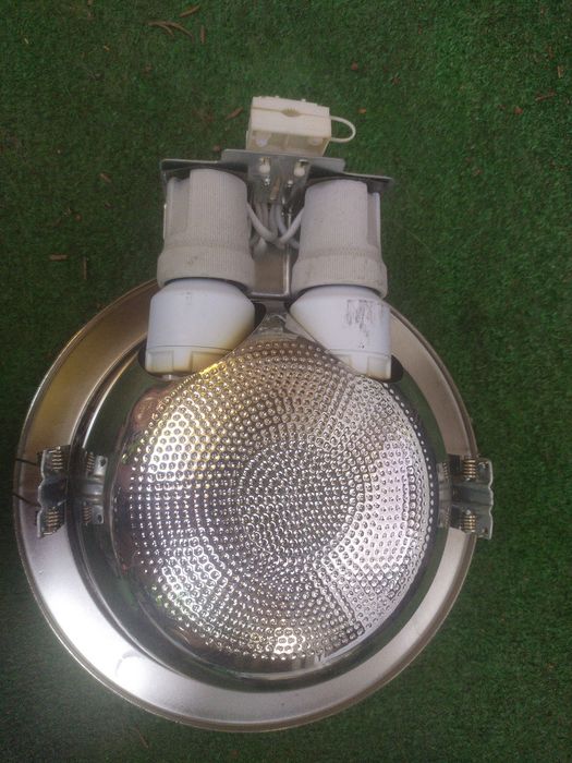6 x duża okrągła lampa sufitowa wpuszczana srebra średnica 23cm Lexman