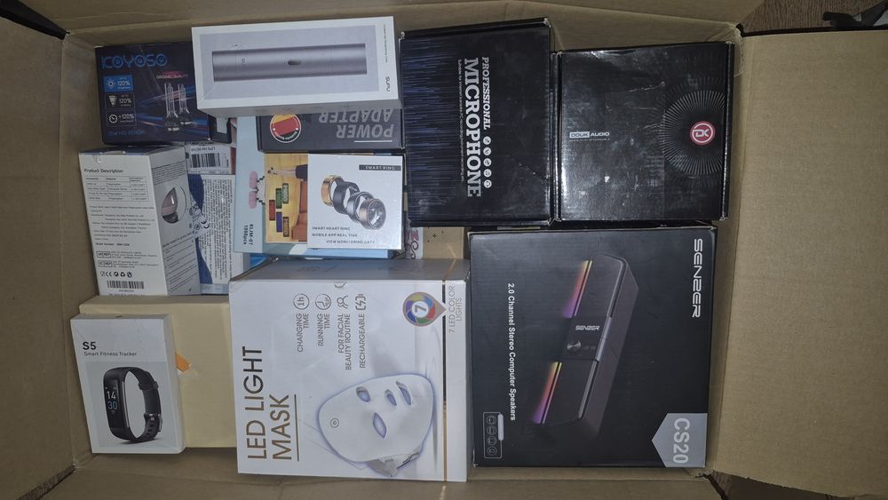 Mega paczka elektroniki zwrotów z Amazon ok 50 sztuk klasa A  smartwatch ledy głośniki
