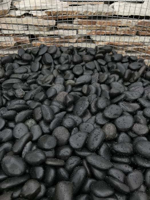 Czarny Polerowany Kamień Otoczak Okrągły do Ogrodu Akwarium Dekoracja