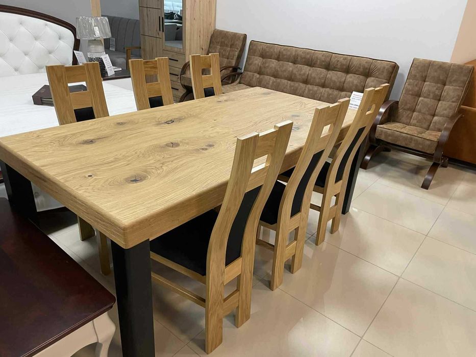 (154WN) Stół duży rozkładany + 6 krzeseł dąb, okazja 3799 zł