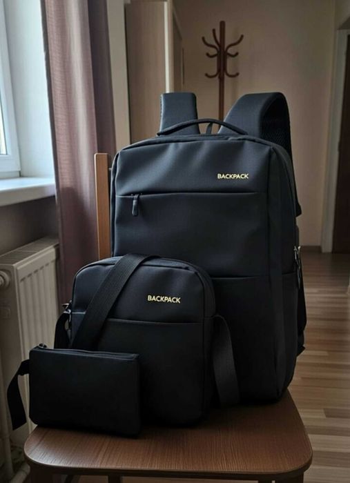 Міський рюкзак 3в1 дорожній комплект чорного кольору