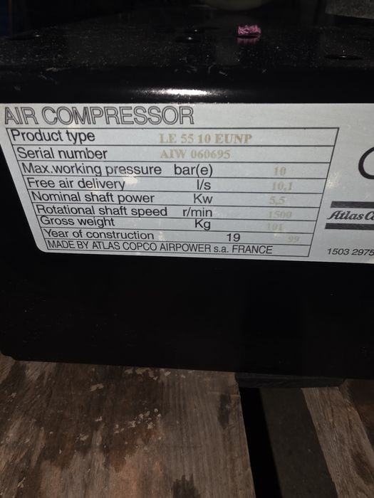 Sprężarka kompresor powietrza atlas copco