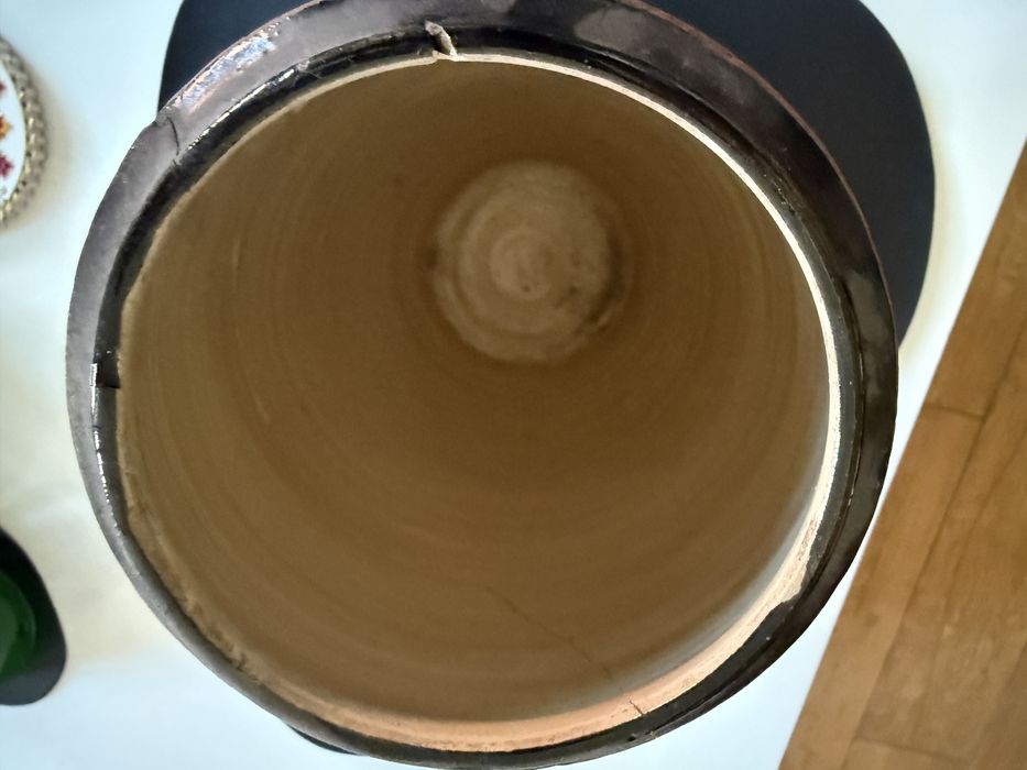 Duża ceramiczna  waza artystyczna ze smokiem lata 50 XXw