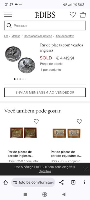 Escultura Metal Relevado Veados Inglaterra Séc XIX 23,5 cm diâmetro
