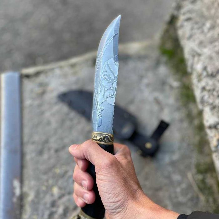 Ніж ГЕТЬМАН СІРКО KN4/2 с чехлом + мусат Нож на подарок с травлением