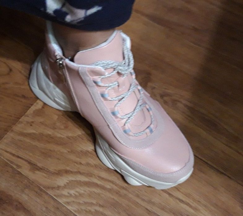 Женские демисезонные ботинки на молнии+шнурках,р.36, в коробке