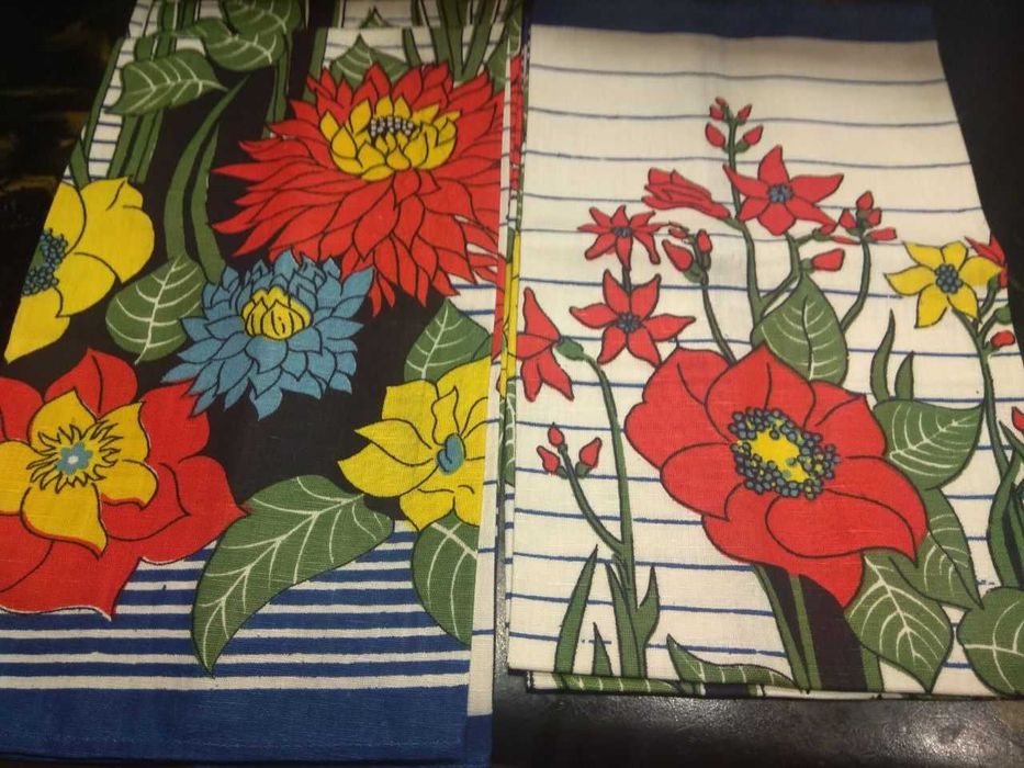 Набор 2 шт. Льняные полотенца Рушник с ярким принтом лён