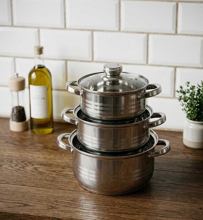 Набор кастрюль из нержавейки с крышкой кастрюля набір  каструля