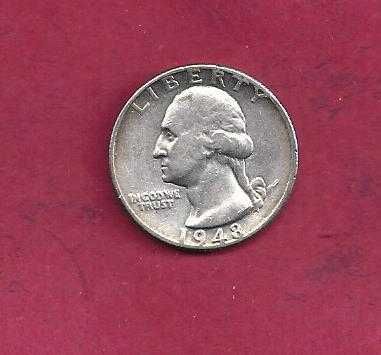 E. U. America  Quarto de Dolar de 1948  Prata
