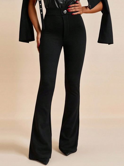 Shein czarne proste spodnie damskie casual na co dzień m 1ma