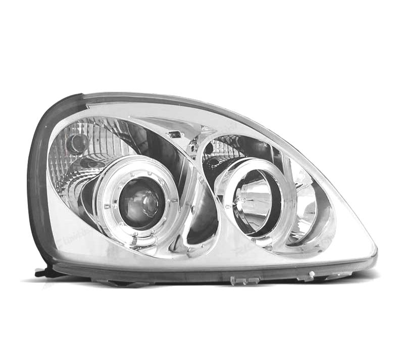 FARÓIS ANGEL EYES CCFL TOYOTA YARIS 98-03 FUNDO CROMADO