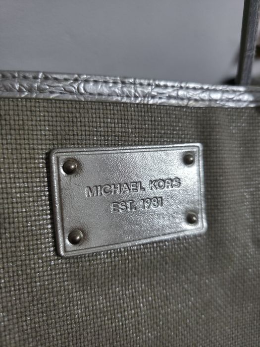 Beżowa torebka Michael Kors set zestaw Michael Kors duża torba shopper tote torba na ramię na plażę lato