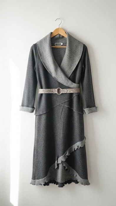 Wełniany Komplet Garsonka Aldona Sweter ze Spódnicą #wool, r.38/40