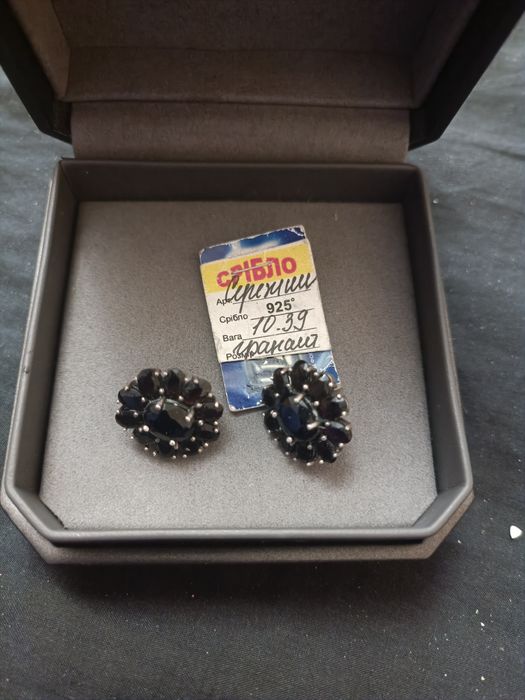 Срібло сережки з гранатом