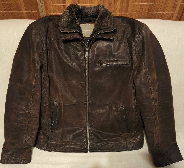 Kurtka skórzana męska XL kolor brązowy.
