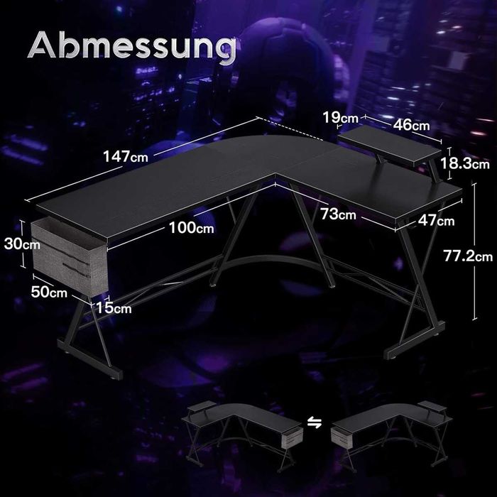 Nowe biurko narożne / stół / stolik / blat / czarne / ODK !A2609!