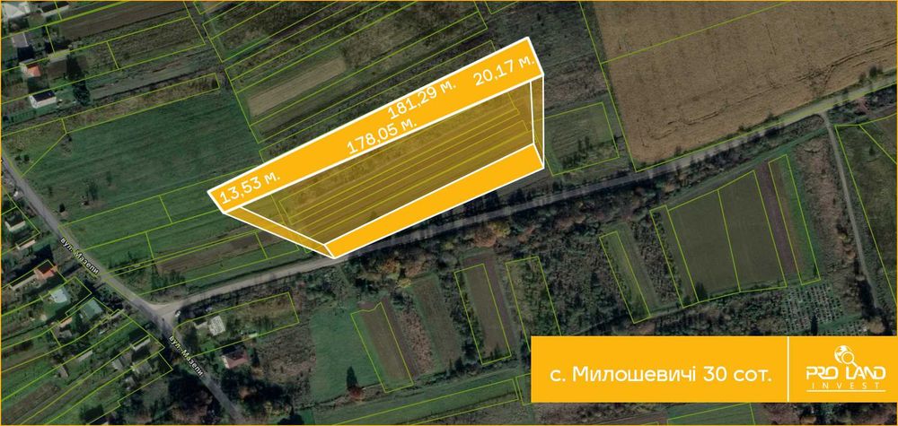 Продаж ділянки в с.Милошевичі 30сот,