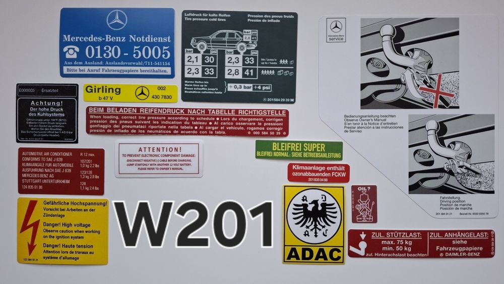 Наклейки Мерседес 190, 123, 124, 126, 140. Реставрационные стикеры
