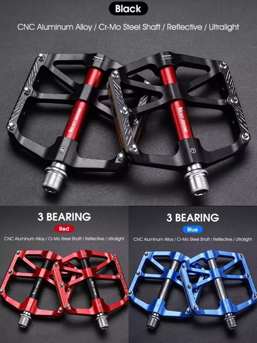 West Biking pedały platformowe Blue 3łożyska maszynowe 327g Jakość PRO